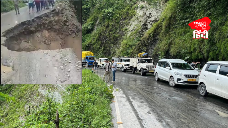 Heavy landslide along the Teesta river, NH-10 damaged in Tarkhola, traffic halted
