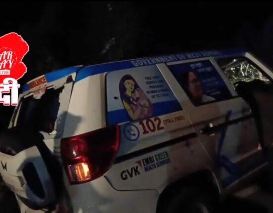 Ambulance hit by a dumper in Jalpaiguri!