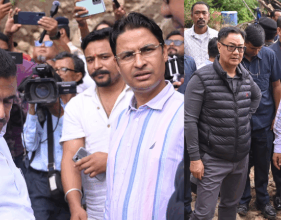 Visit to landslide-affected areas of Mirik and Sukia Pokhari – Union Minister Kiren Rijiju accompanied by MP Raju Bista to the site