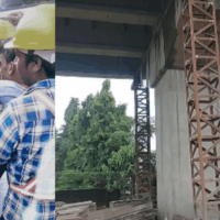 A worker was seriously injured after falling from an under-construction flyover bridge.