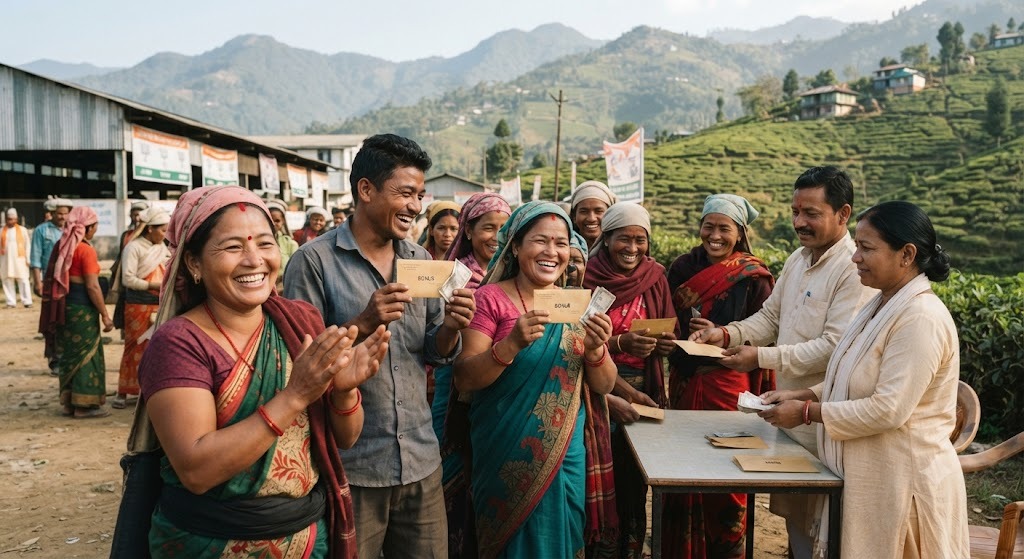 Tea plantation workers will receive a 20% bonus on October 5th! Plantation workers are grateful to Raju Bisht!